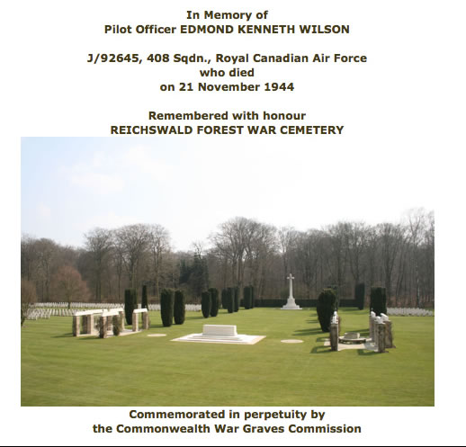 Edmond Kenneth Wilson Commonwealth War Graves Commission Certificate